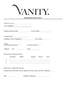 Vanity Performer Application